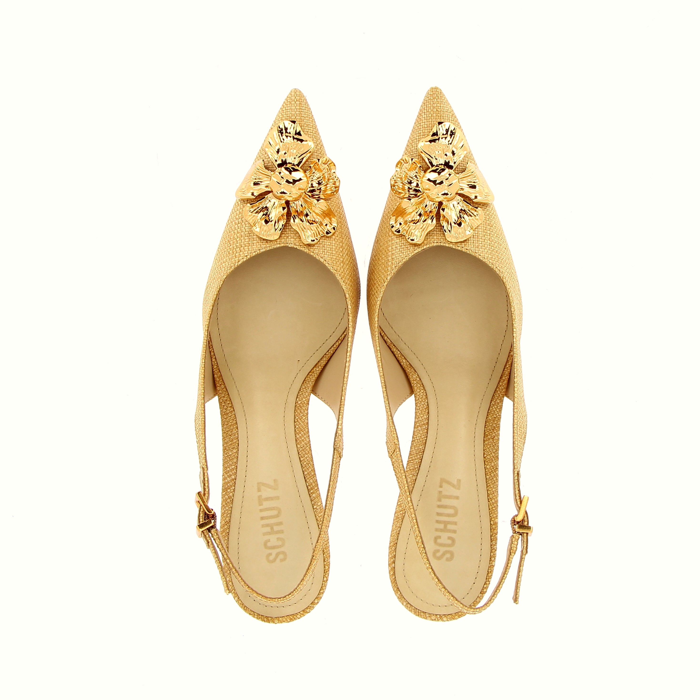 Slingback in raffia beige con accessorio