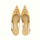 Slingback in raffia beige con accessorio