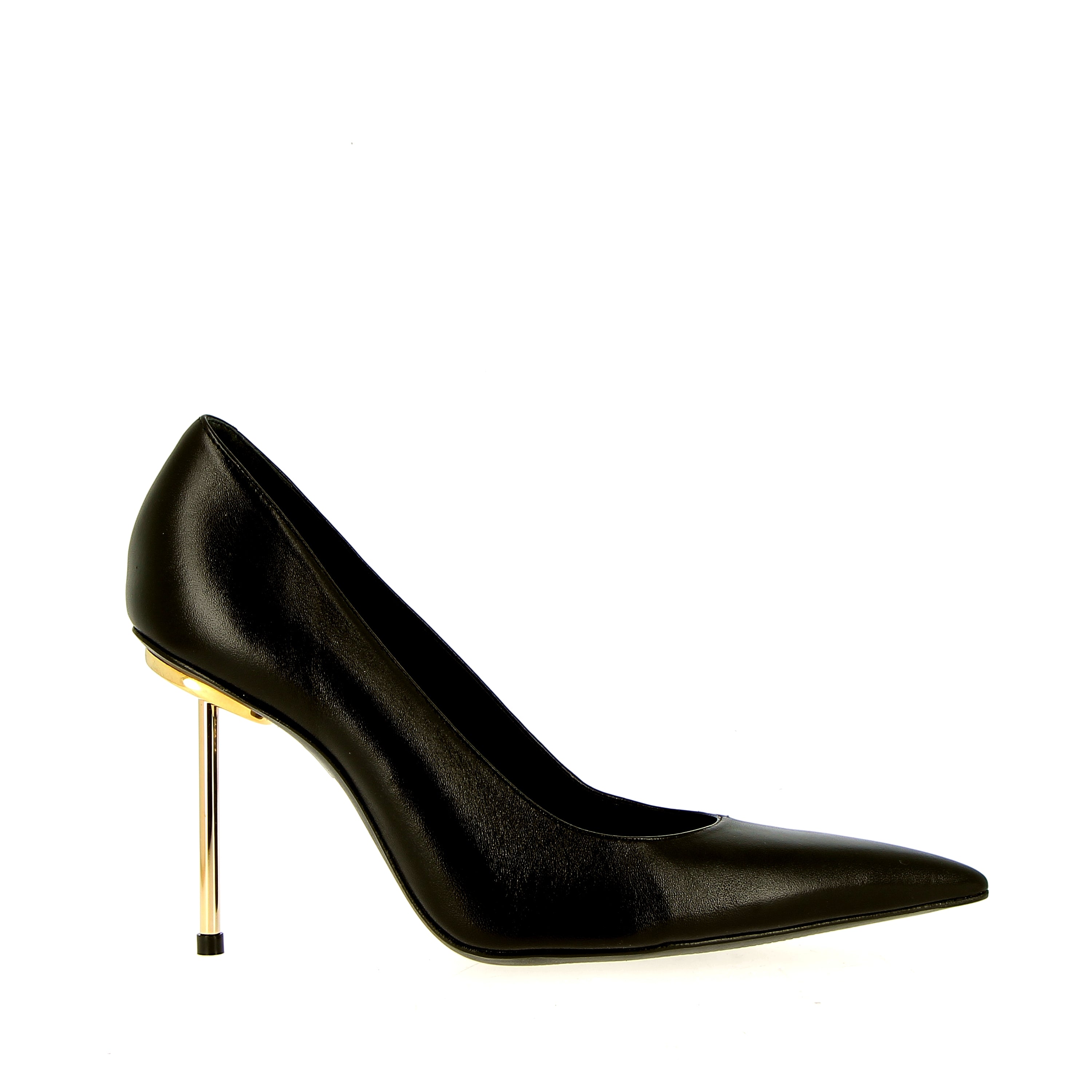 Decolleté nero in pelle tacco Stiletto oro