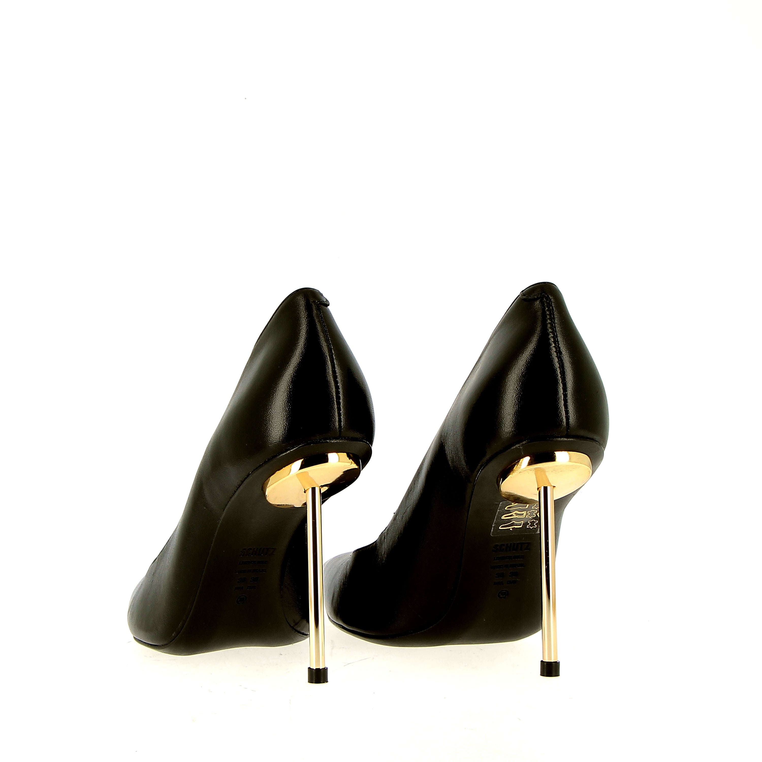 Decolleté nero in pelle tacco Stiletto oro