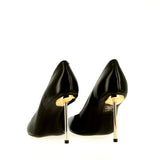 Decolleté nero in pelle tacco Stiletto oro