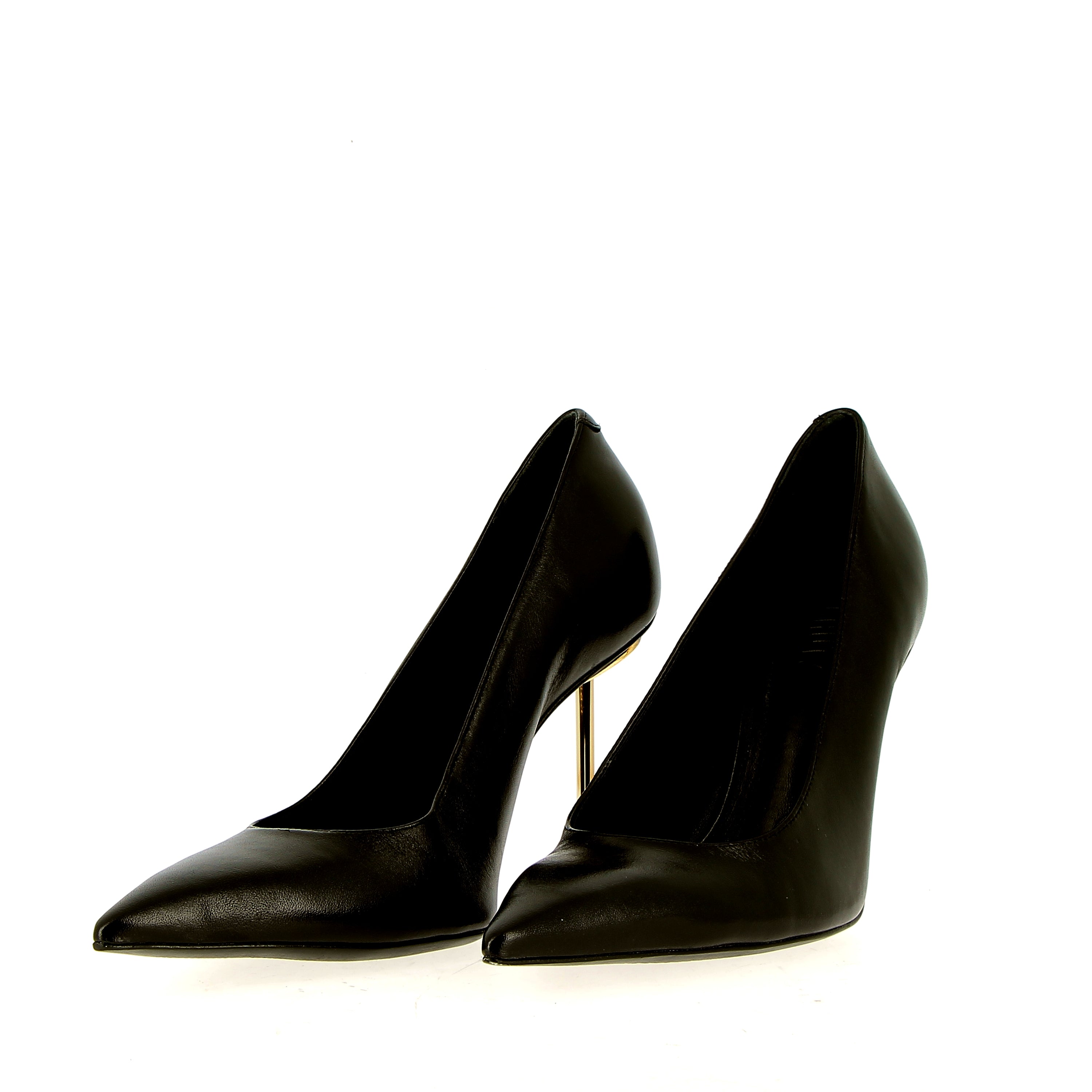 Decolleté nero in pelle tacco Stiletto oro