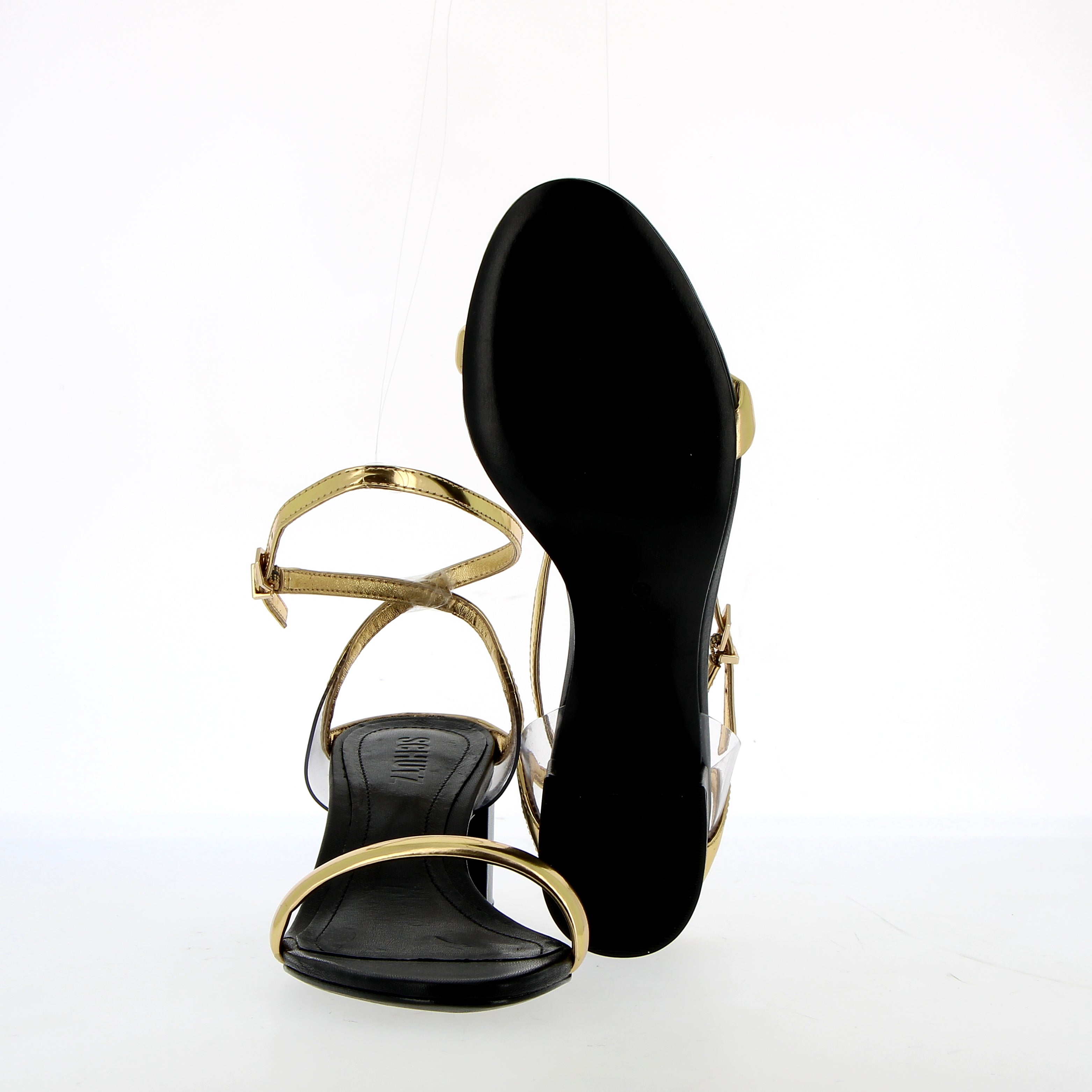 Gold mirror sandal medium heel