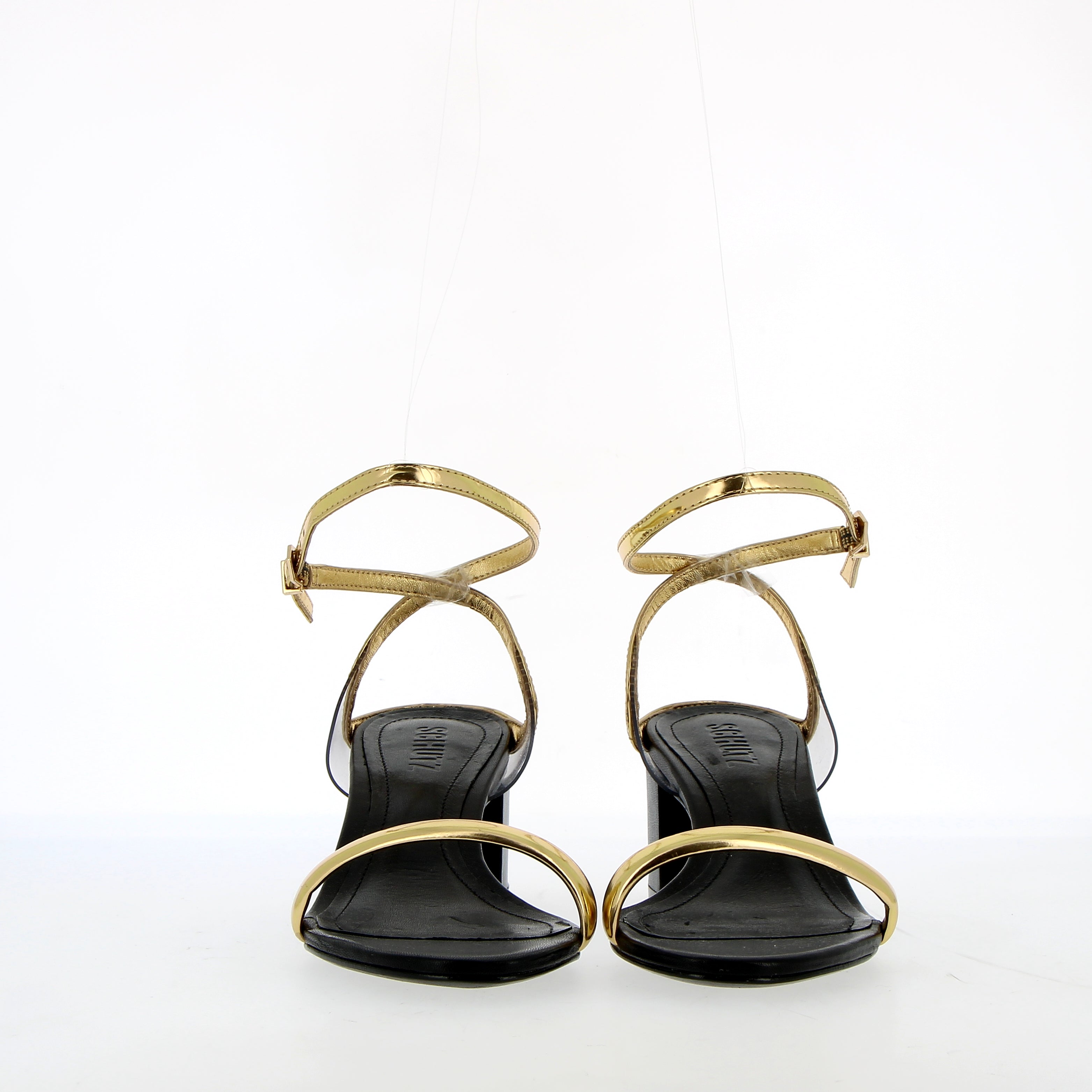 Gold mirror sandal medium heel