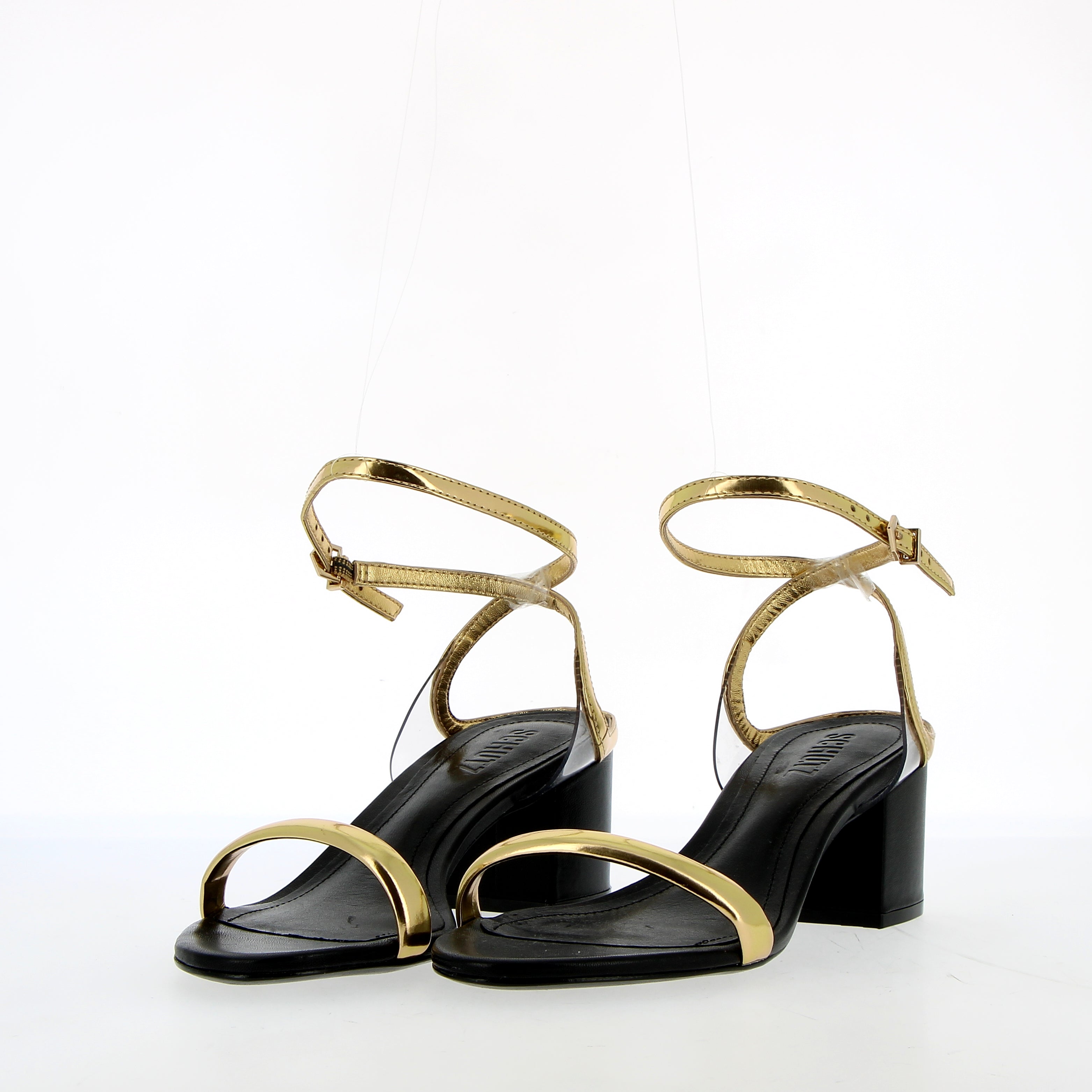Gold mirror sandal medium heel