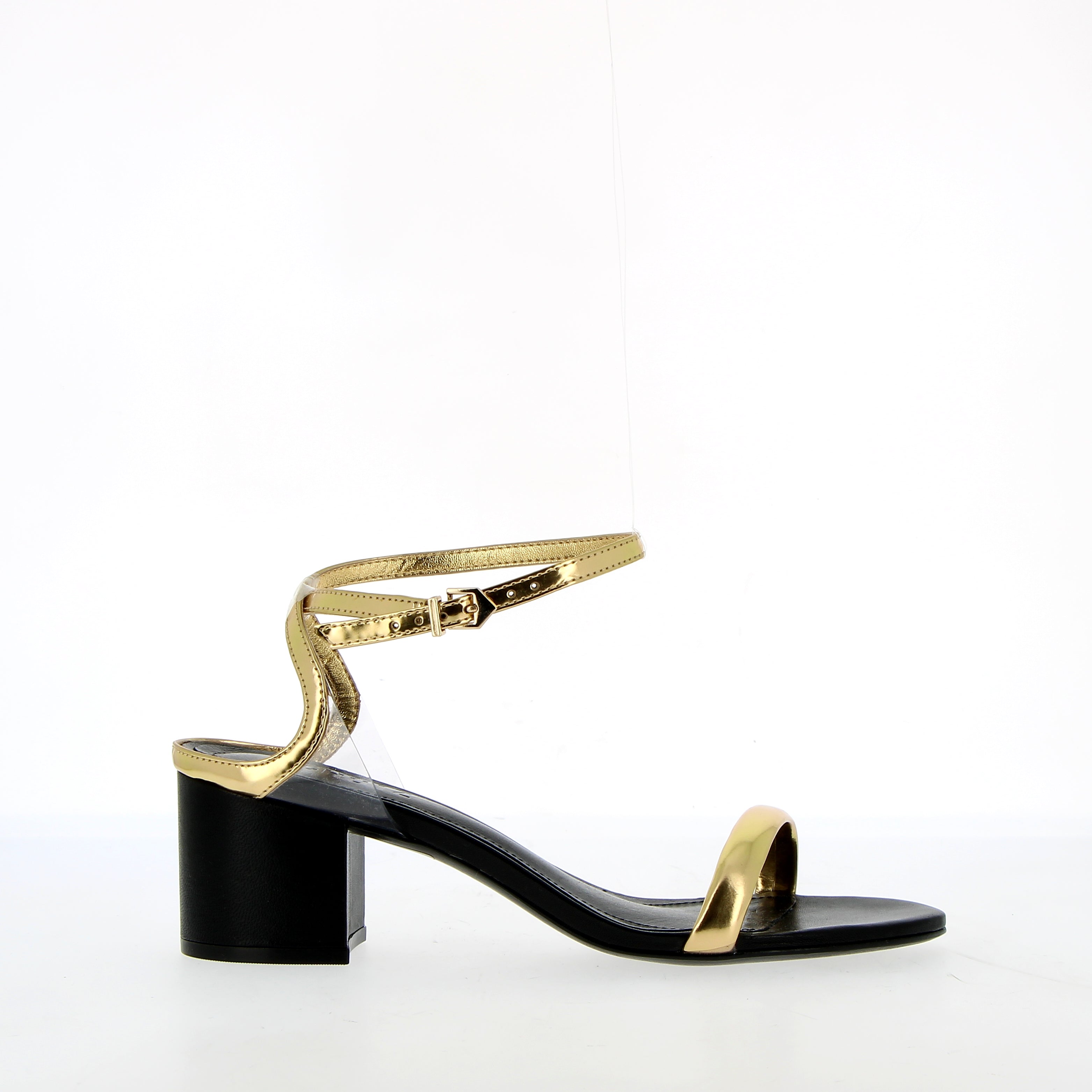 Gold mirror sandal medium heel