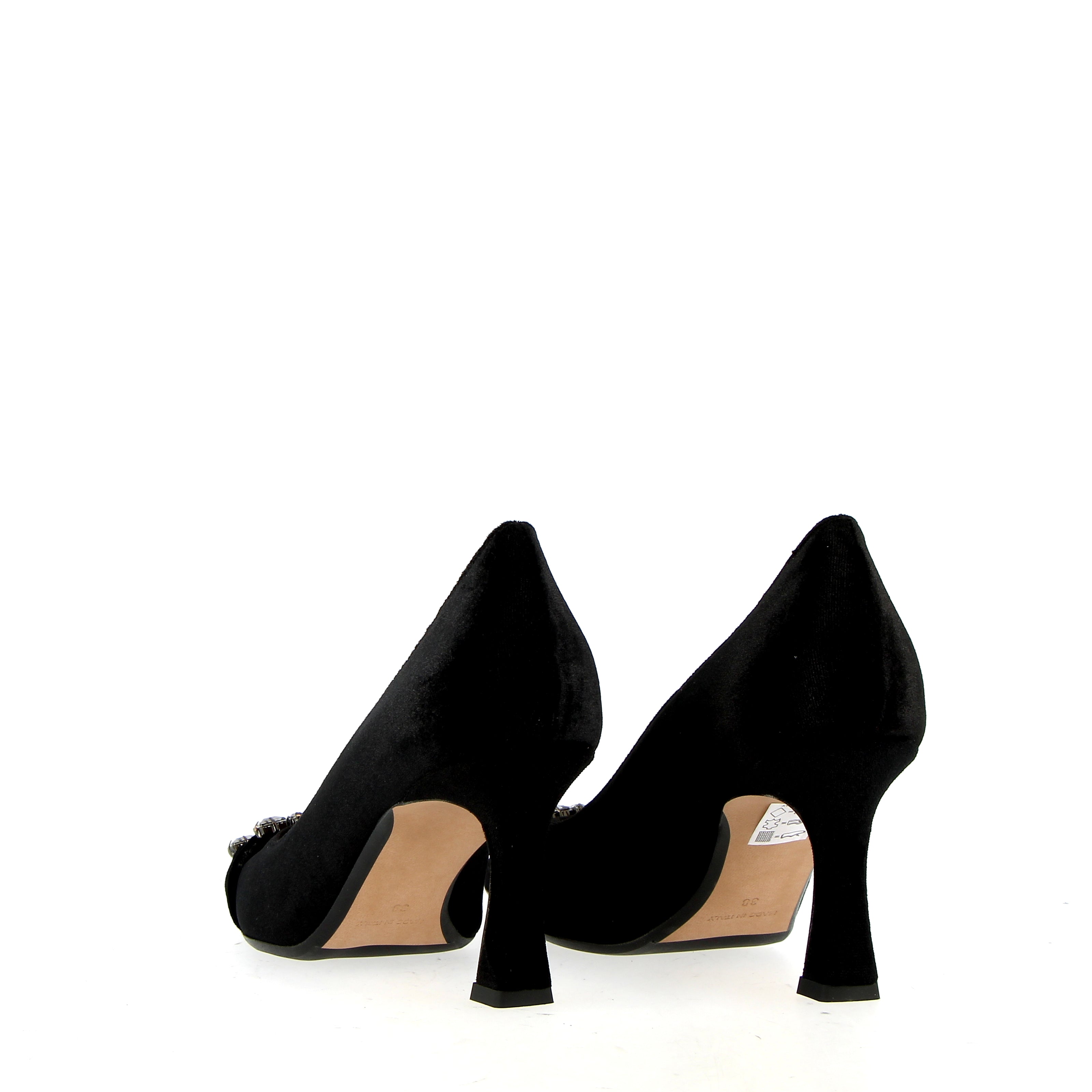 Decolletè in velluto nero con decorazione