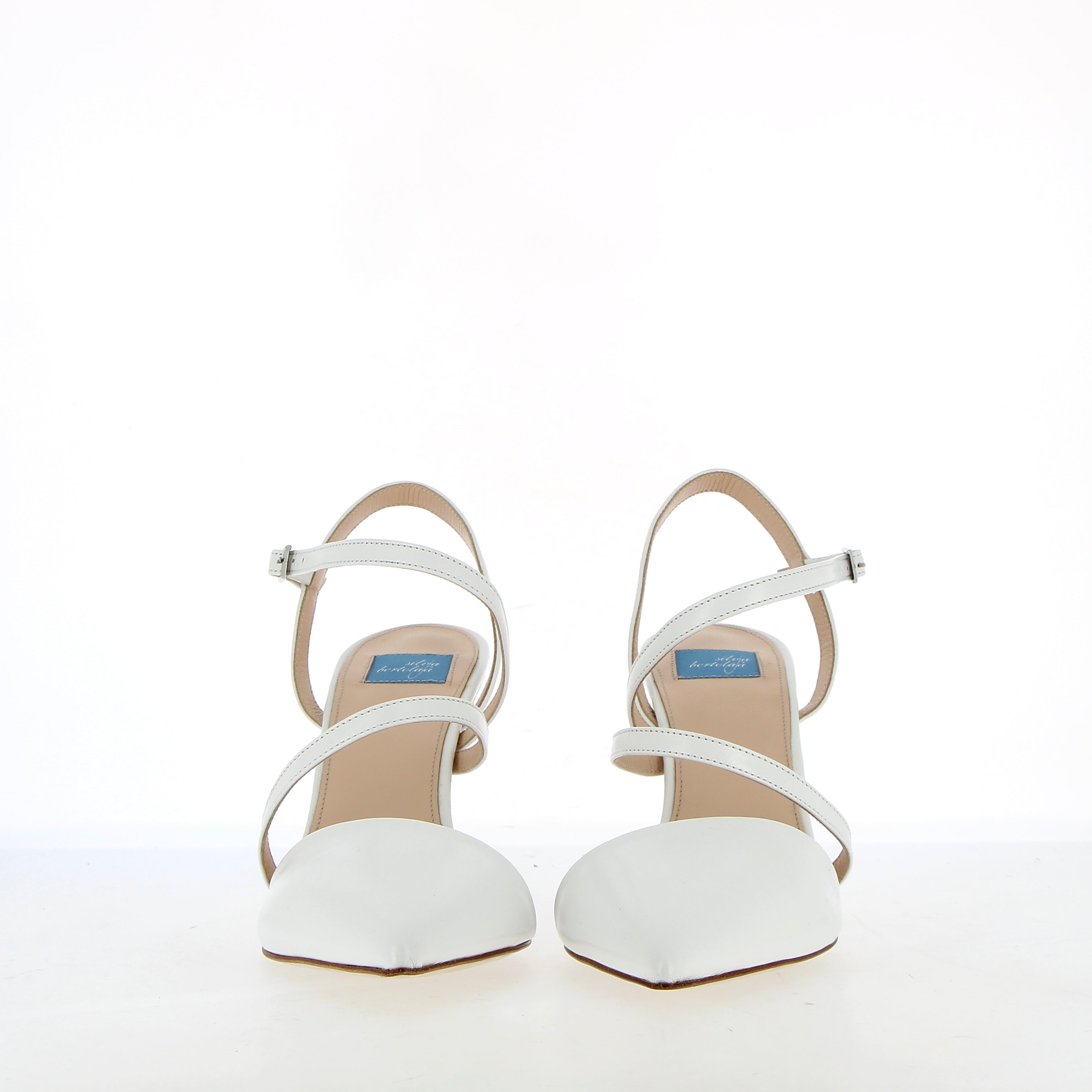 Slingback in pelle bianca