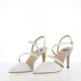 Slingback in pelle bianca