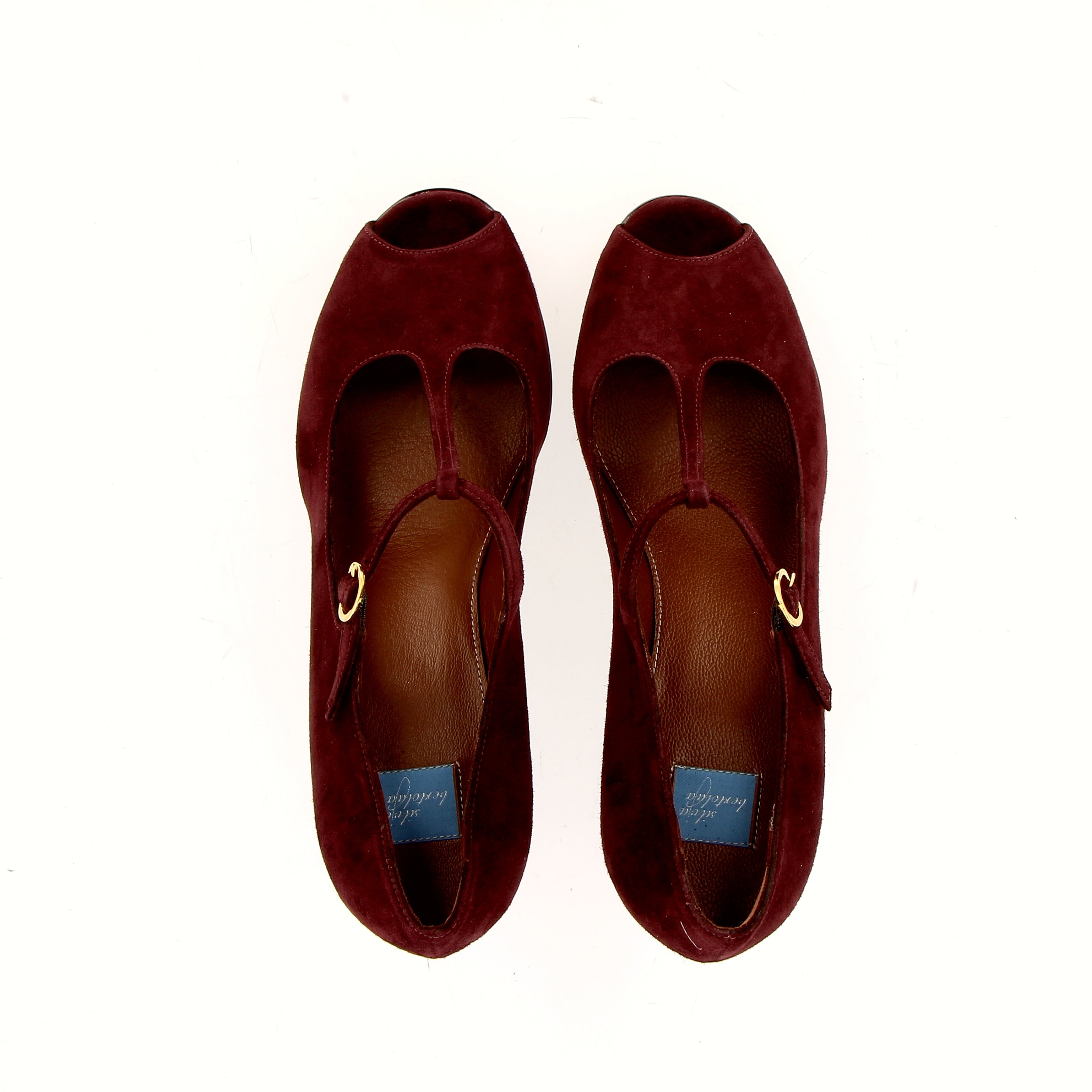 MaryJane in camoscio bordeaux con piccola platform