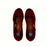 MaryJane in camoscio bordeaux con piccola platform
