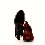 MaryJane in camoscio bordeaux con piccola platform