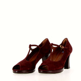 MaryJane in camoscio bordeaux con piccola platform