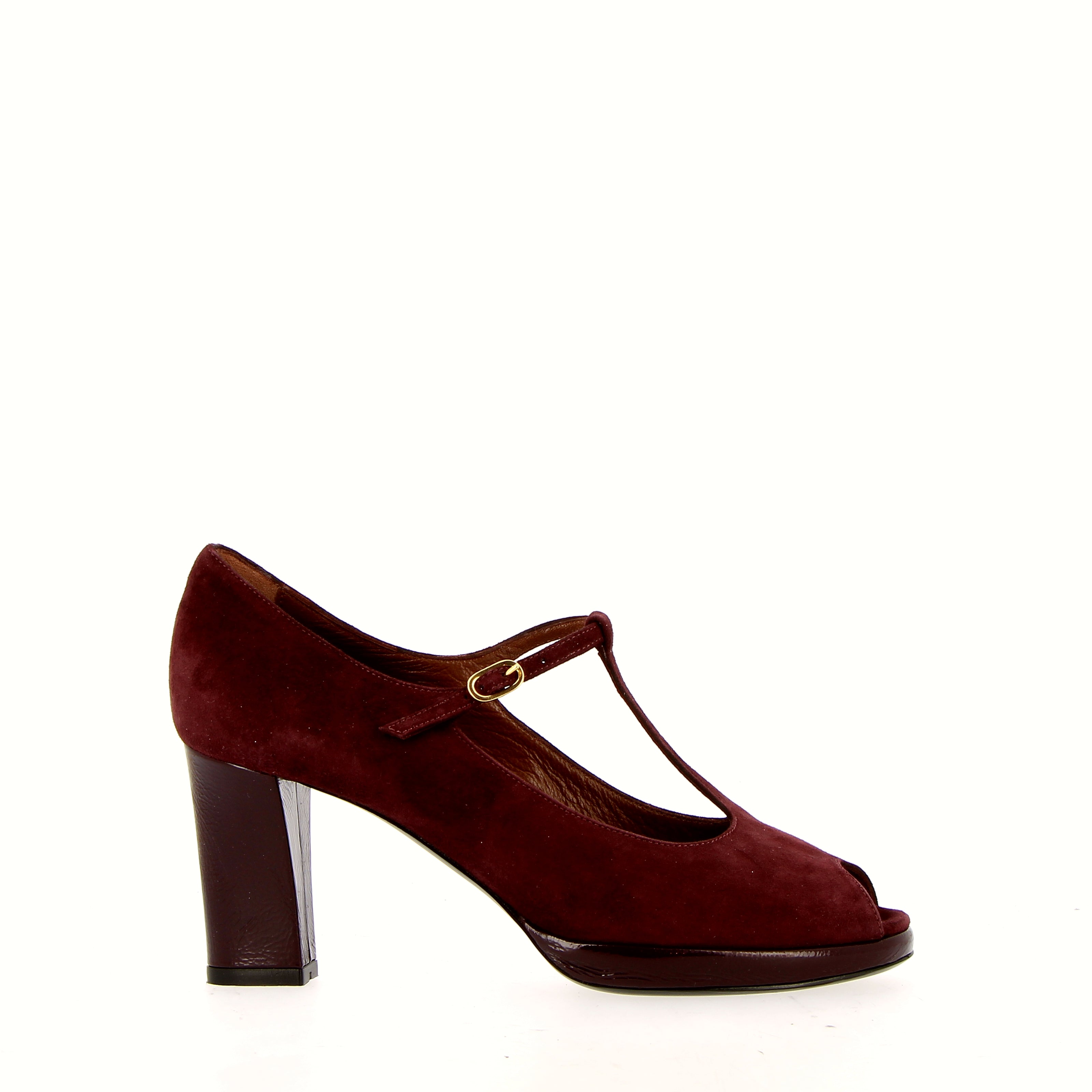MaryJane in camoscio bordeaux con piccola platform