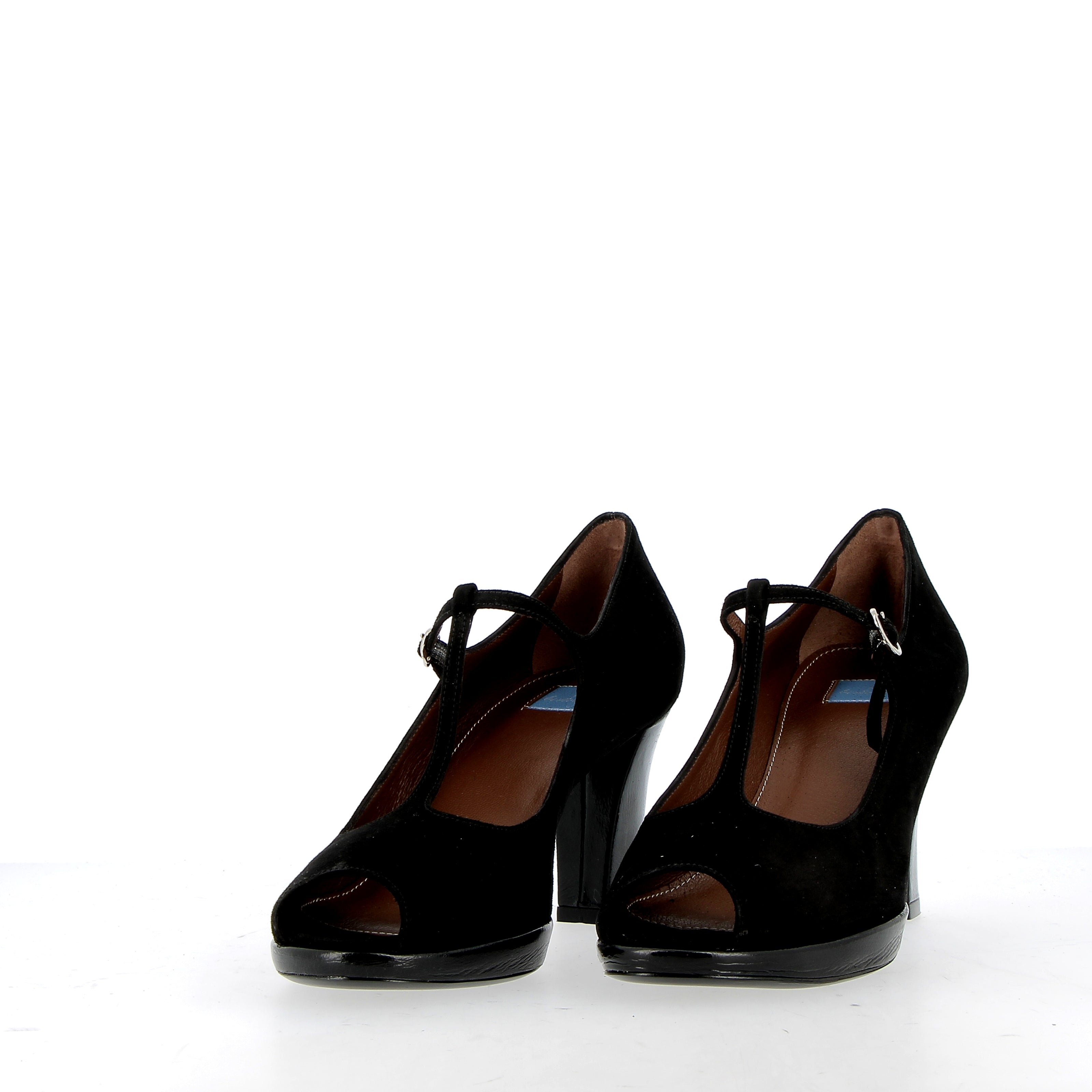 MaryJane in camoscio nero con piccola platform