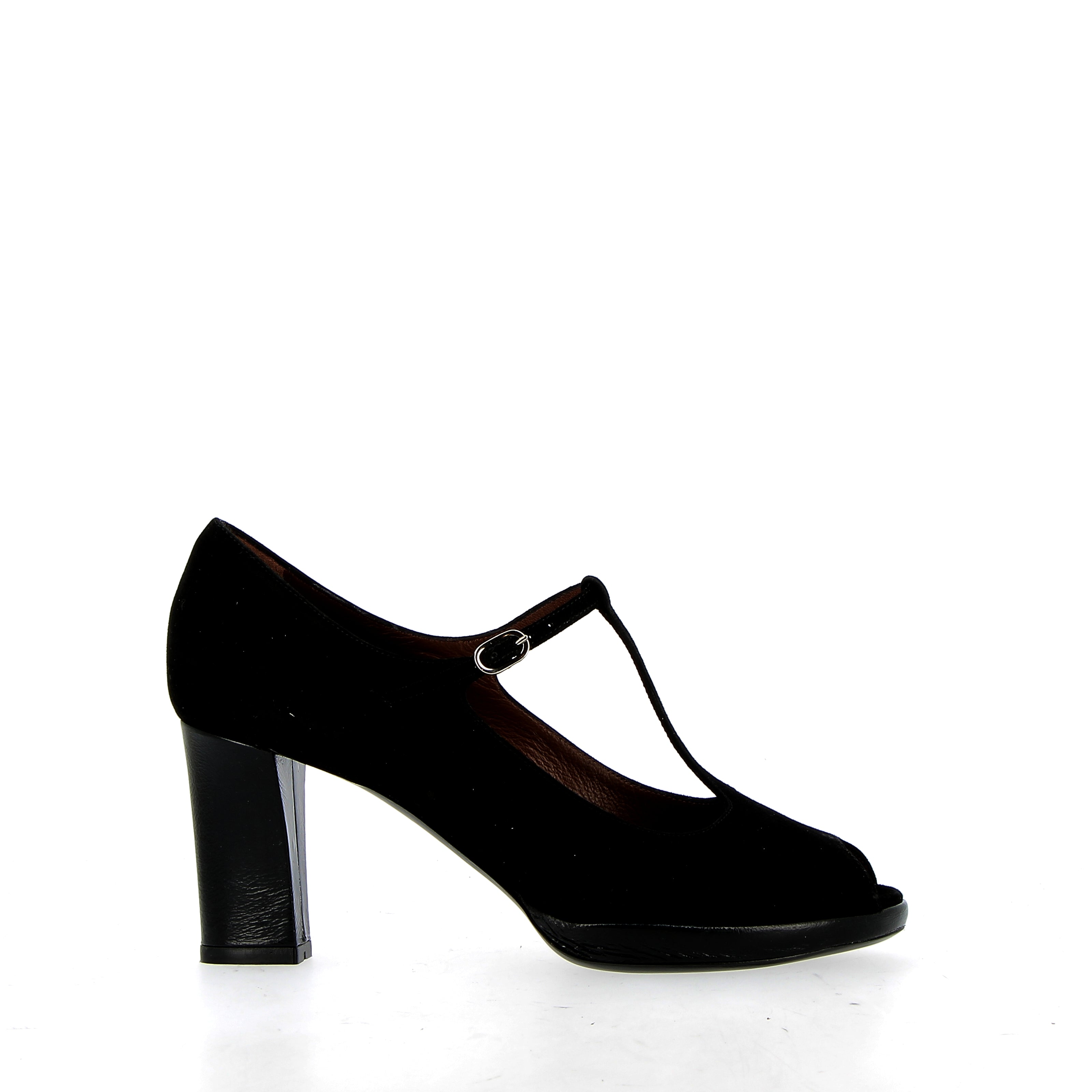 MaryJane in camoscio nero con piccola platform