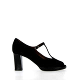 MaryJane in camoscio nero con piccola platform