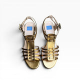 Sandalo Gladiator Giulia in morbida pelle laminata bronzo