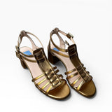 Sandalo Gladiator Giulia in morbida pelle laminata bronzo