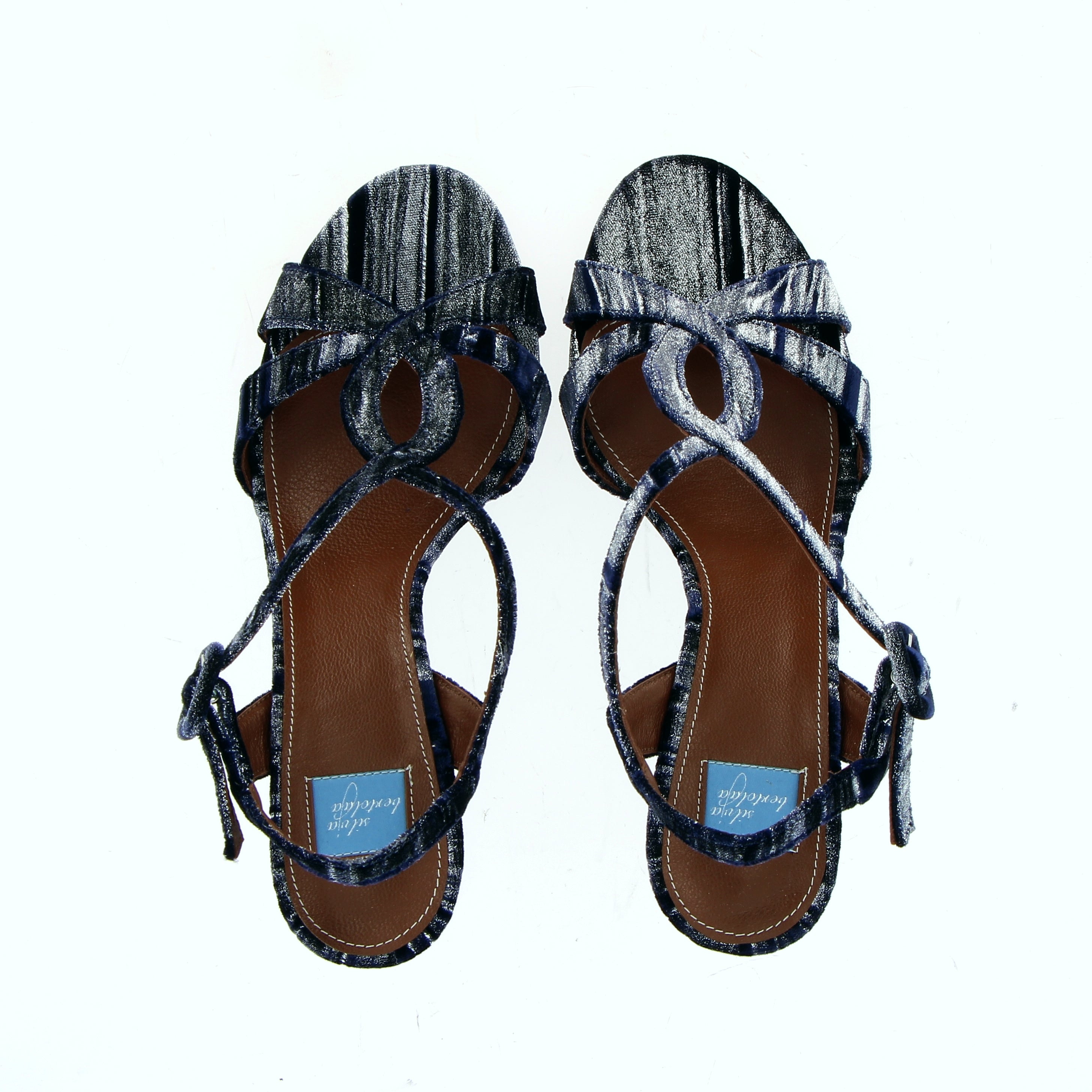Sandalo Marylin in velluto blu notte