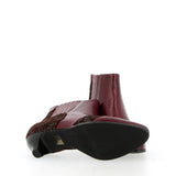 Bianca ankle boot in glossy burgundy leather and fabric