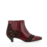 Bianca ankle boot in glossy burgundy leather and fabric