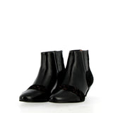 Bianca ankle boot in black leather and fabric