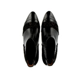 Bianca ankle boot in black leather and fabric