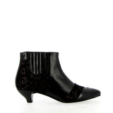 Bianca ankle boot in black leather and fabric