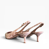 Slingback pelle stampa cocco a punta tacco 55