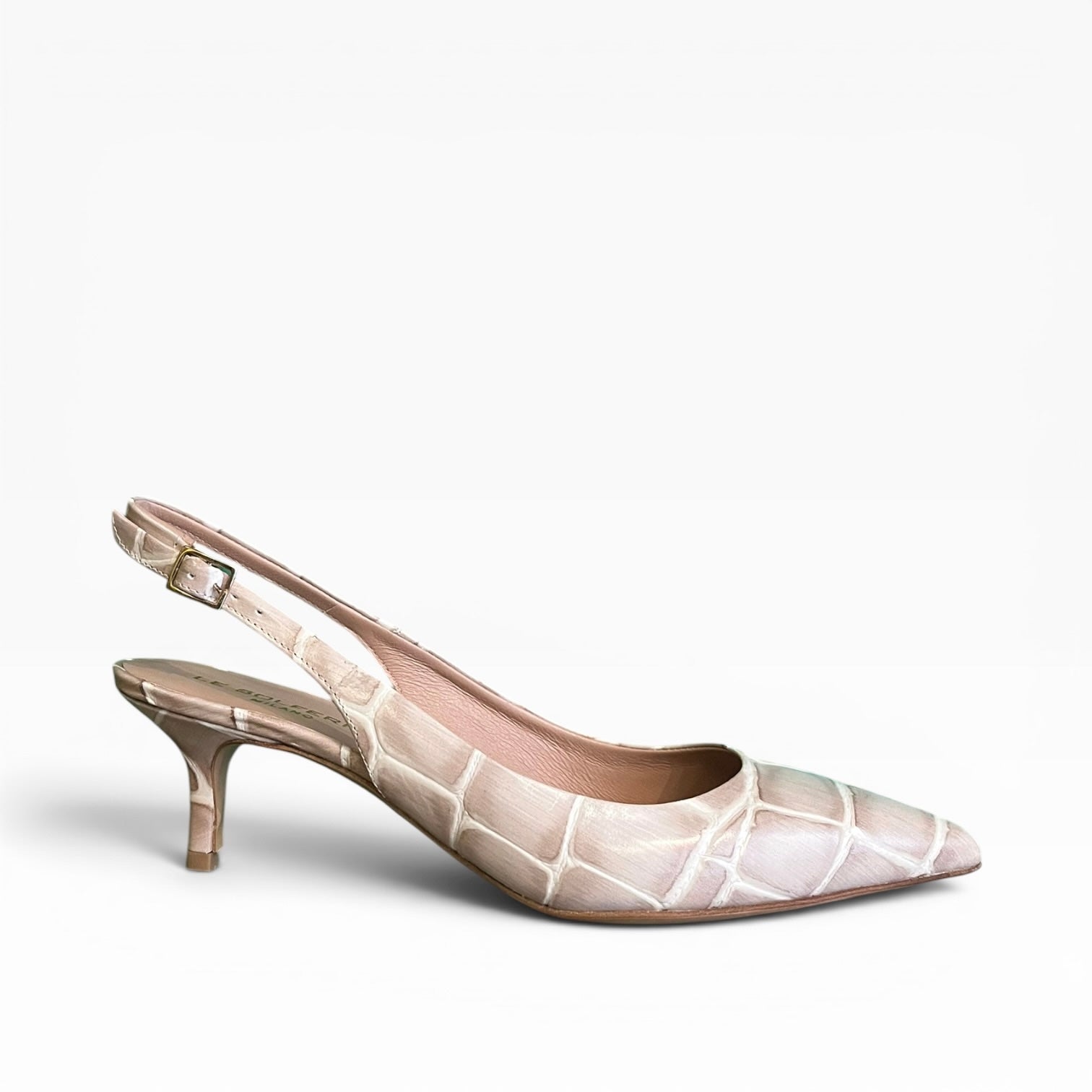 Slingback pelle stampa cocco a punta tacco 55