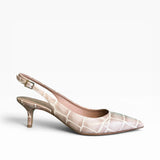 Slingback pelle stampa cocco a punta tacco 55