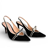 Slingback a punta con fiocchetto