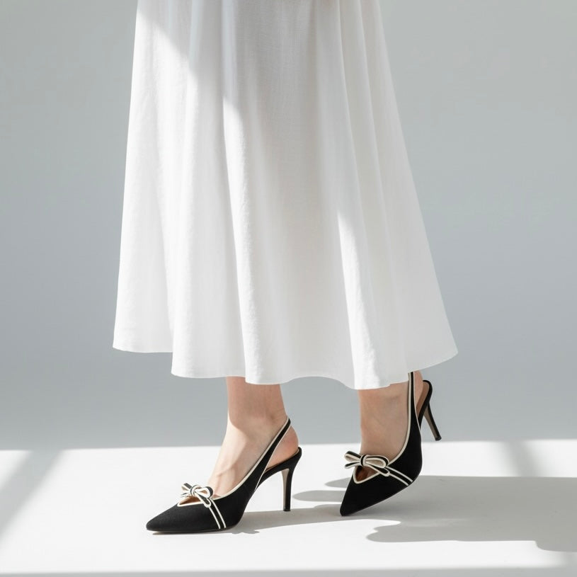 Slingback a punta con fiocchetto