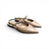Sling Back in nappa da guanto beige