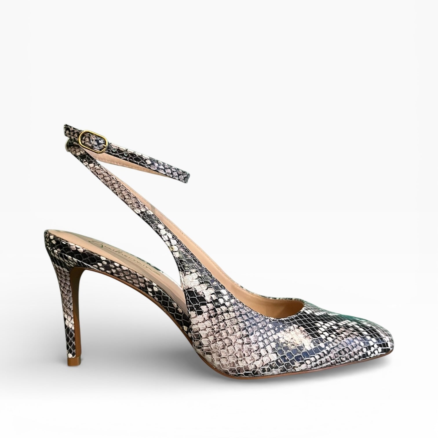 Slingback snake print con cinturino alla caviglia