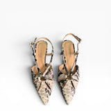 Slingback pelle stampa rettile a punta