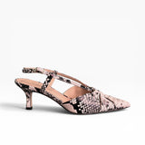 Slingback pelle stampa rettile a punta