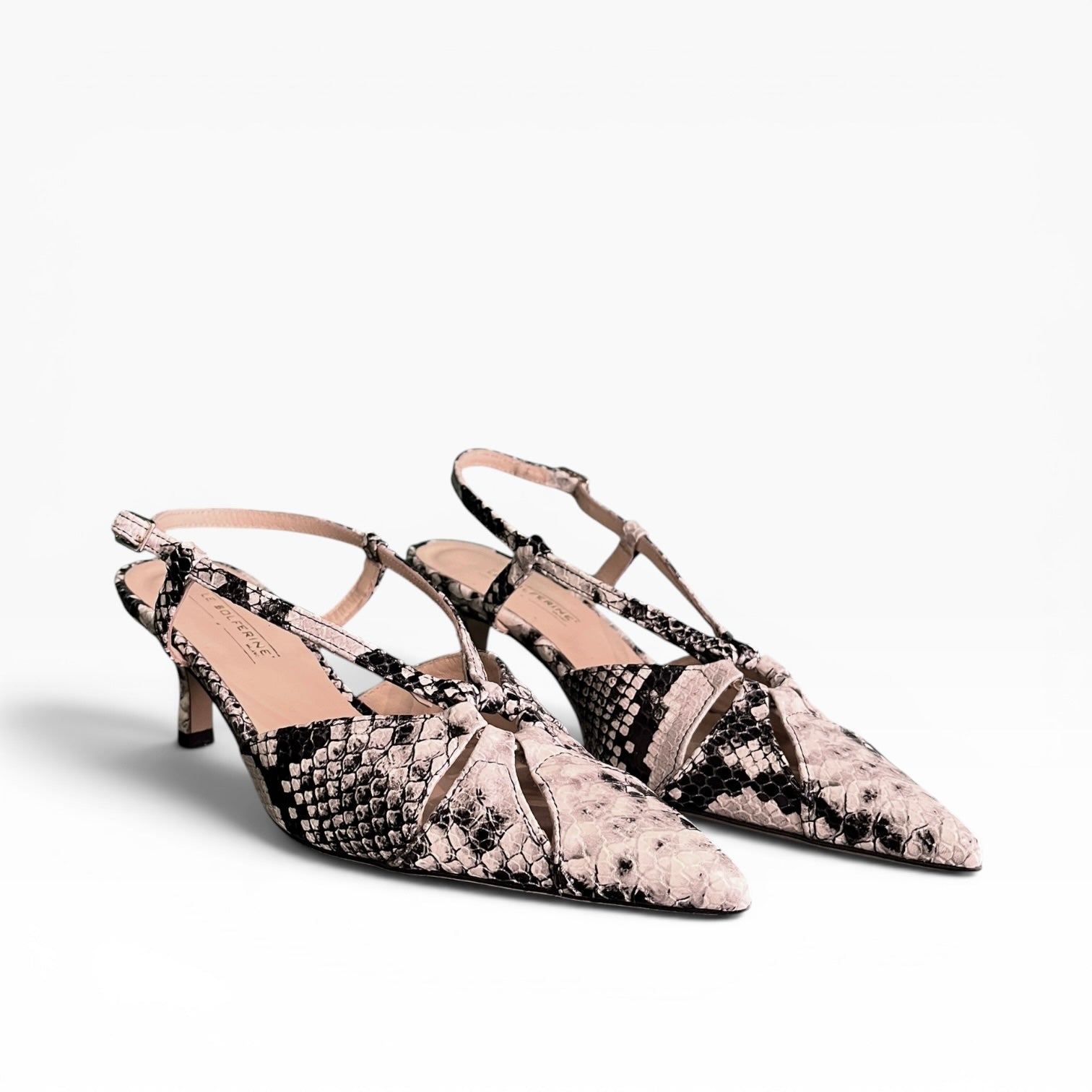 Slingback pelle stampa rettile a punta