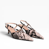 Slingback pelle stampa rettile a punta