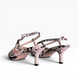 Slingback pelle stampa rettile a punta