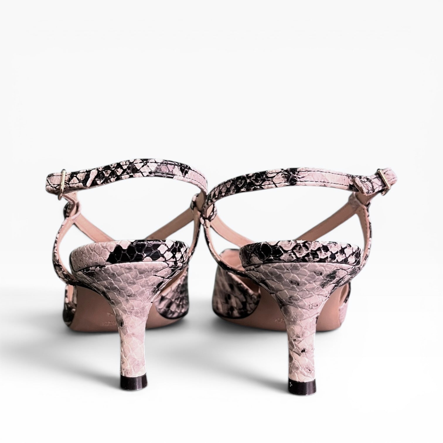 Slingback pelle stampa rettile a punta