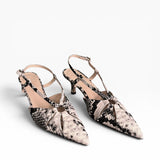 Slingback pelle stampa rettile a punta