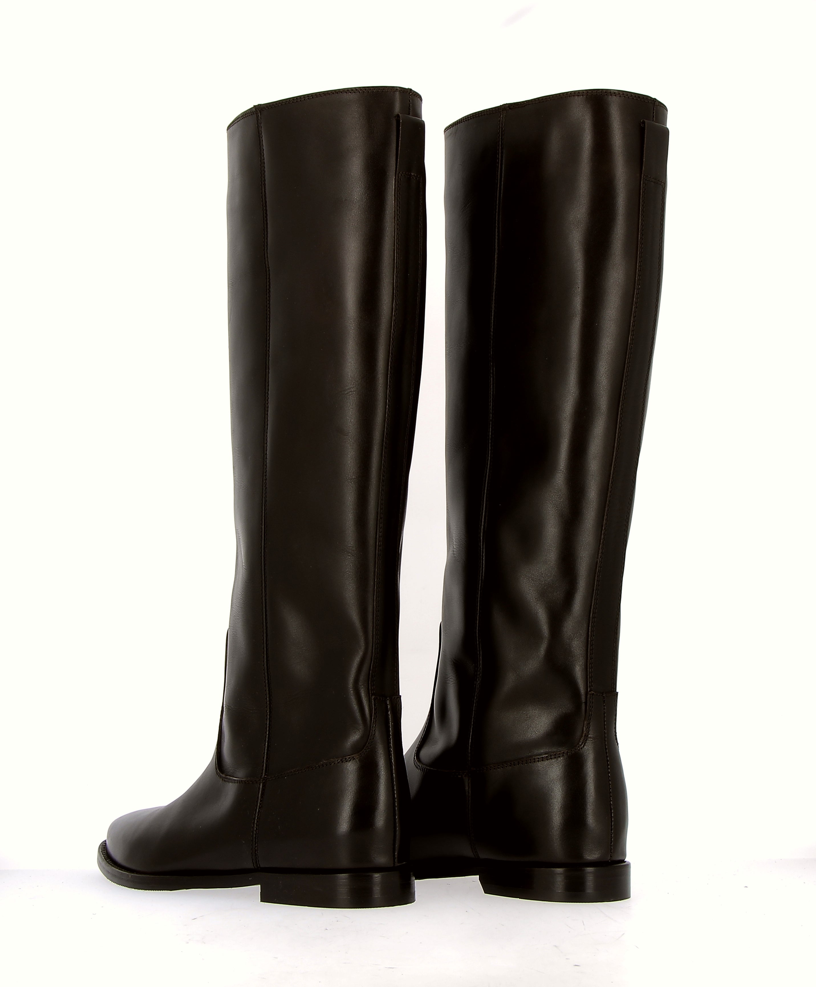 Stivale a tubo in pelle testa di moro gambale tipo cavallo