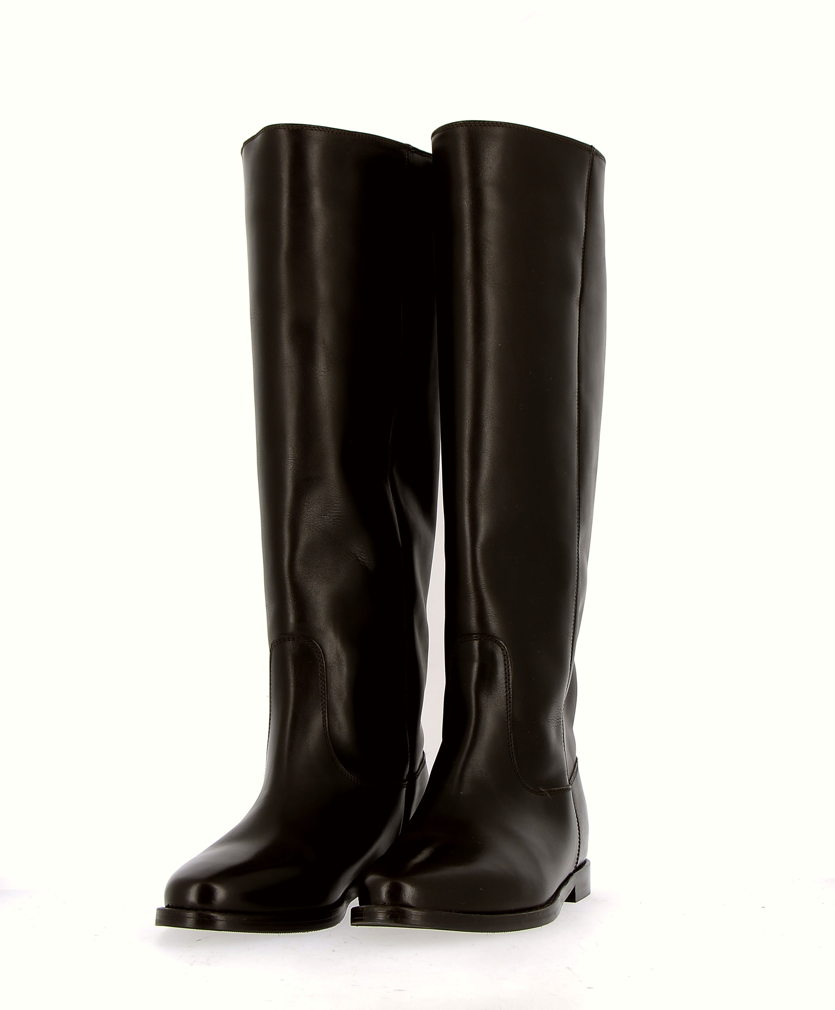 Stivale a tubo in pelle testa di moro gambale tipo cavallo