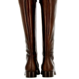 Dark brown leather boot with toe cap and zip