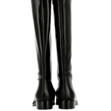 Black leather boot with toe cap and zip