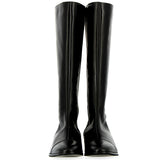 Black leather boot with toe cap and zip