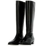 Black leather boot with toe cap and zip