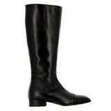 Black leather boot with toe cap and zip